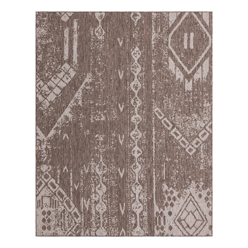 Brison Geometric Indoor / Outdoor Rug, Rectangle 7'10" x 10'