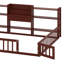 Structure de lit au sol avec bibliothèque et tablettes de rangement à 3 niveaux, lit en bois avec barrière de sécurité et porte-132937054-132937055