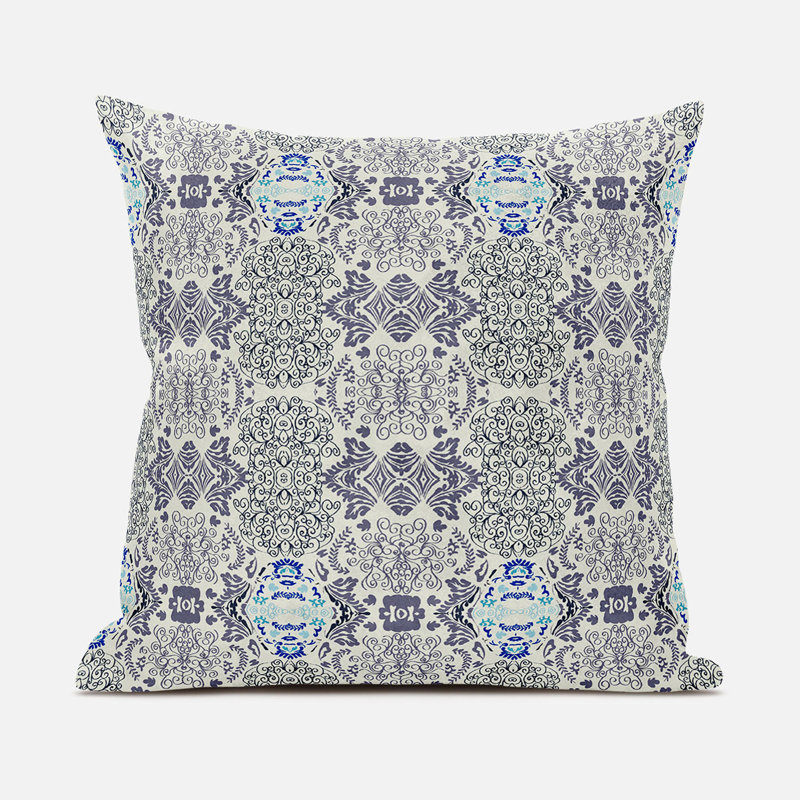16" x 16" Off White and Gray Geometric Broadcloth Pillow