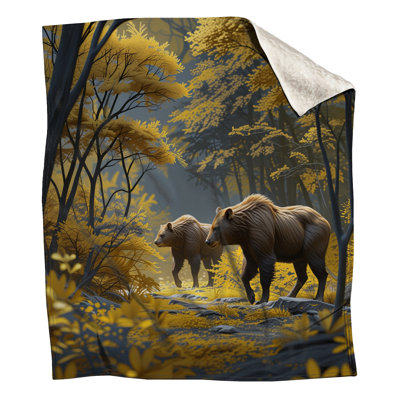 Bears In Autumn Forest Blankets