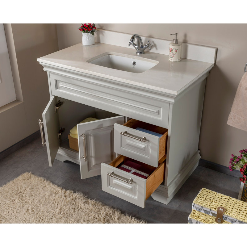 Ensemble de meuble-lavabo simple l 41,3 po avec miroir Chaille, gris