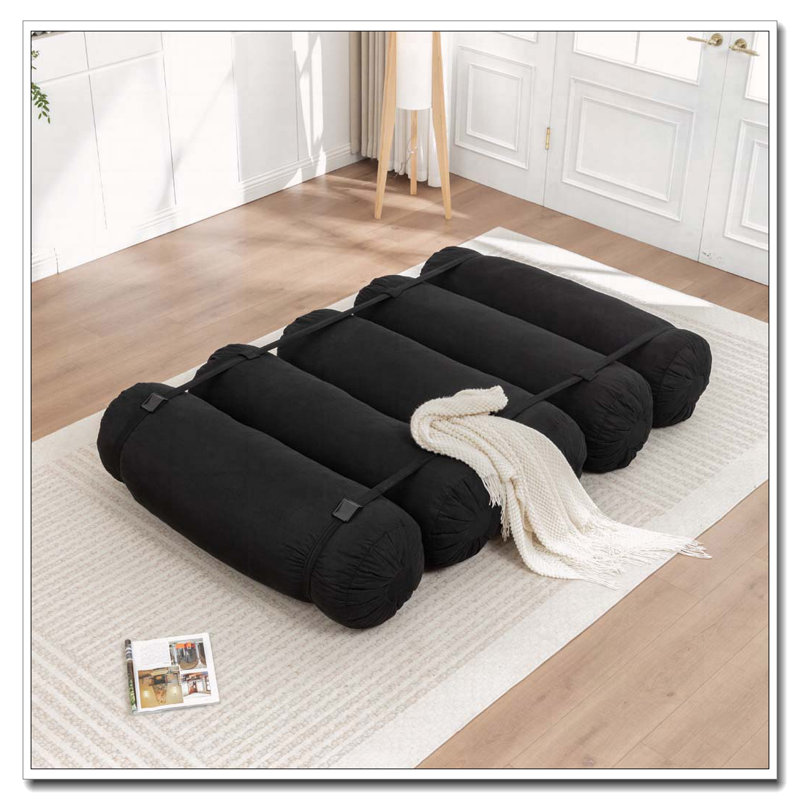 Chaise de plancher ajustable, canapé en velours côtelé avec sangles réglables, Noir