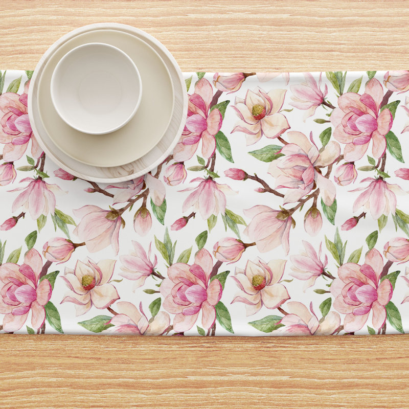Rocton Magnolia Flowers Table Runner, 72" x 12"