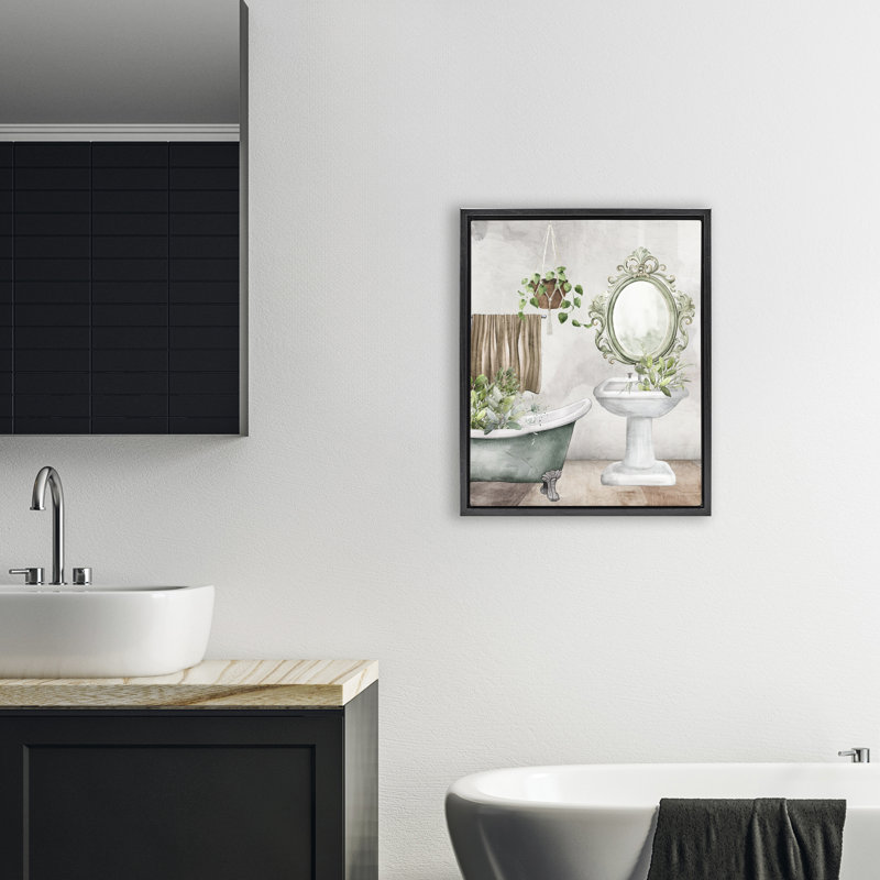 Cadre flottant pour baignoire Bath Greens, design par Kim Allen, H 21 po x l 17 po, Cadre flottant noir de jais