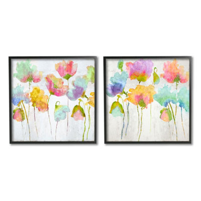 «Delicate Watercolor Florals Blooming Pink Blue» par Vanessa Austin, ensemble de 2 reproductions d'art