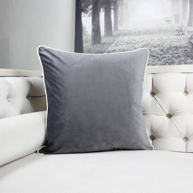  Square Indoor Pillow Cover and Insert, Gray
