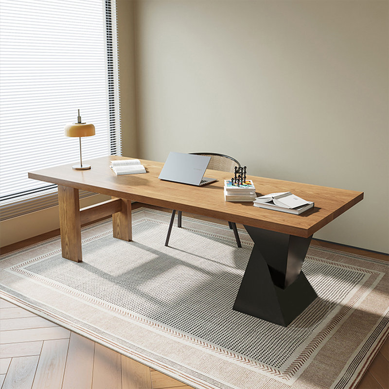 Bureau d'écriture rectangulaire en bois massif noyer, H 29,53 po x l 70,87 po x P 31,5 po