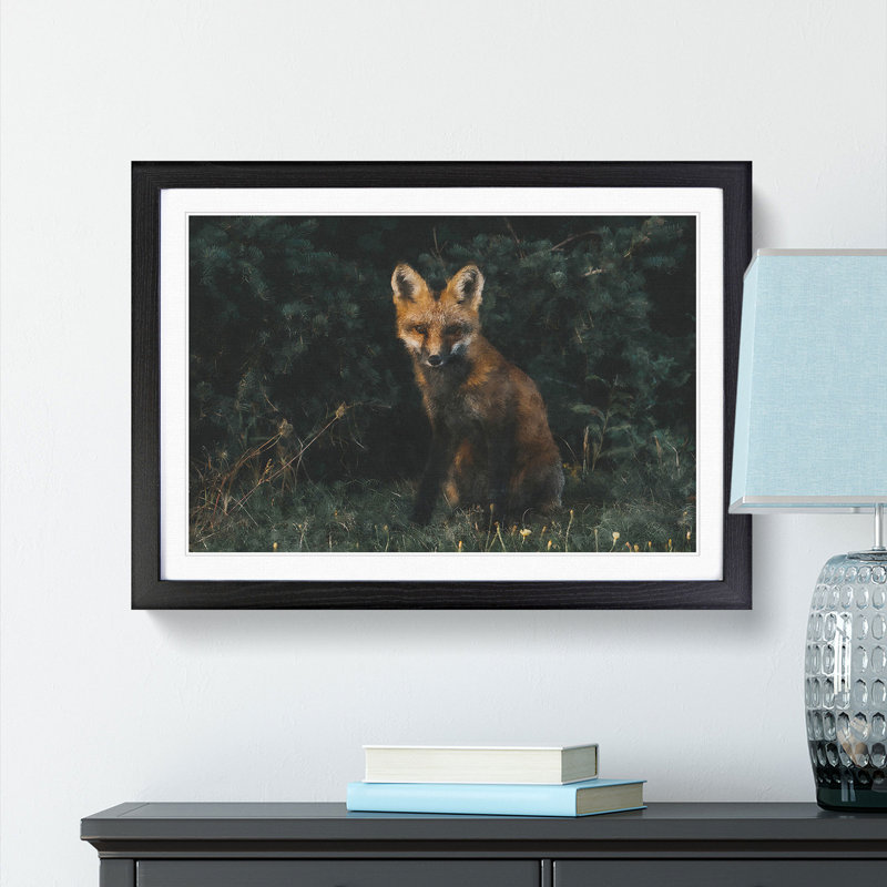 Portrait of a Fox - Picture Frame Painting Print, Black Framed, 24cm H x 33cm W x 2cm D