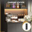 Armoire de cuisine de 71 po de hauteur avec tablettes réglables, espace pour micro-ondes et station de charge-14850873