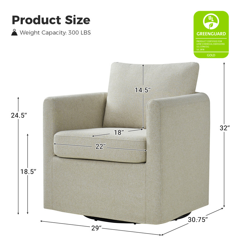 Fauteuil demi-tonneau pivotant de style moderne l 29 po Nicha, Lin lin