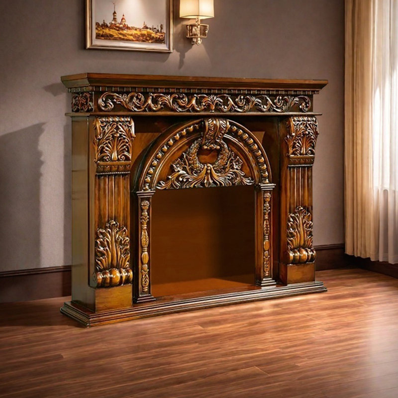 Foyer sculpté rétro moderne et simple, H 47,63 po x l 59,05 po x P 12,99 po, Brun