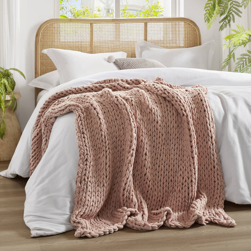 Blush 60"x50" Handmade Chunky Double-Knit Throw