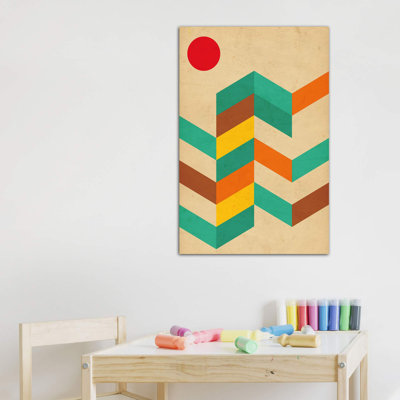«Geometric Landscape with Sun» - impression d'art graphique