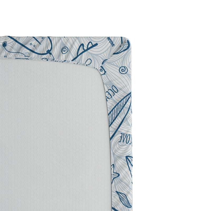 Microfiber Fitted Sheet, Twin XL Fitted Sheet, Blue/White Geometric