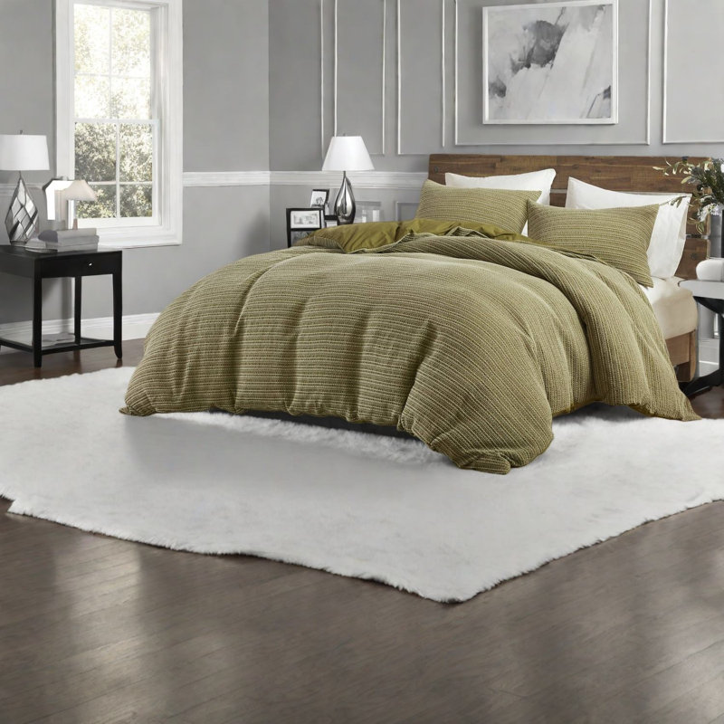 Ensemble de literie pour lit très grand en coton de qualité supérieure, texture gaufrée pour un confort toutes saisons