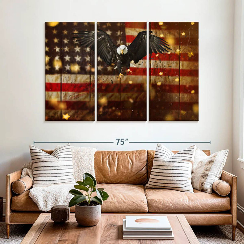 Drapeau des États-Unis avec un aigle à tête blanche, H 42 po x l 65 po