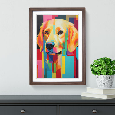 Golden Retriever Constructivism - Single Picture Frame Print on Wood