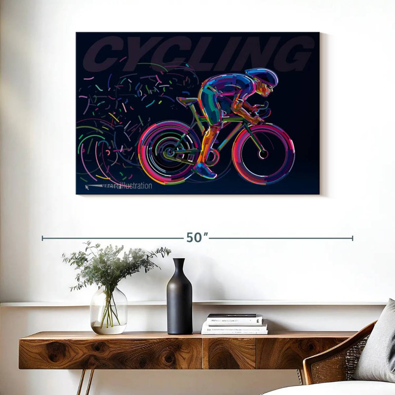 Sirci abstrait à vélo, H 26 po x l 39 po
