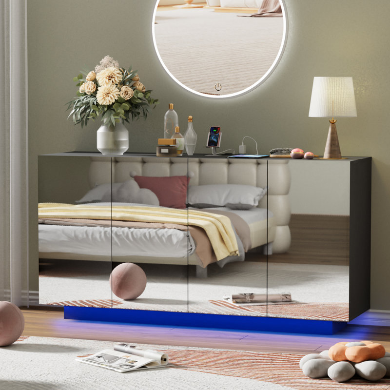 Lianna 57.9'' Sideboard, Black Mirror
