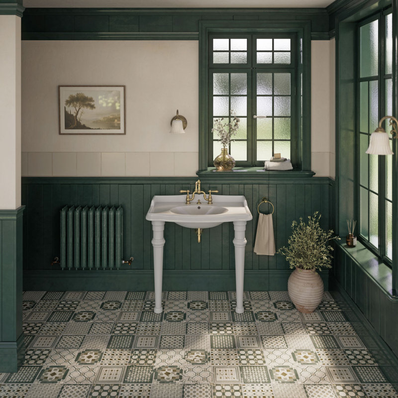 China Rectangular Console Bathroom Sink, Widespread Faucet