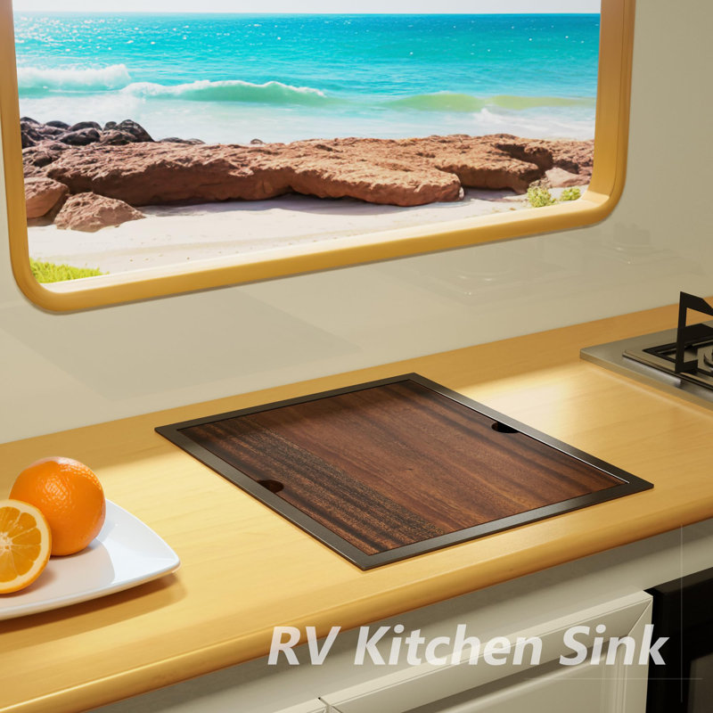 Évier de cuisine pour véhicule récréatif, évier de bar encastrable 15 po x 18 po x 9 po avec planche à découper pour robinet