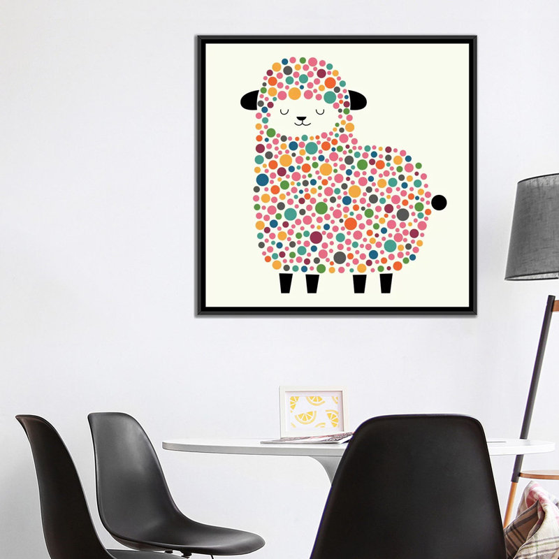 Art sur toile Adda Bubble Sheep, Toile encadrée noire, Non mat, H 37 po x l 37 po x P 1,5 po