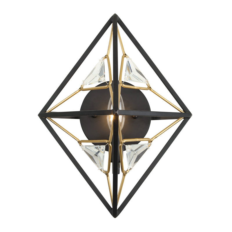 Matte Black and Gold Geometric Wall Sconce
