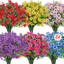 24 Bundles Artificial Flowers UV Resistant Outdoor Decor - Silk Daisy & Eucalyptus Faux Plants For Spring Summer Garden, Porch, Window Box, Vase & Table, Indoor Outdoor Home Decoration
