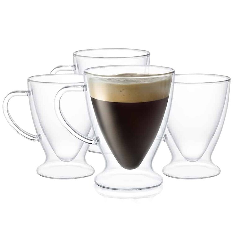 JoyJolt Caleo Collection Double Wall Insulated Glass Coffee  Cups (Set Of 2) -13-Ounces: Espresso Cups