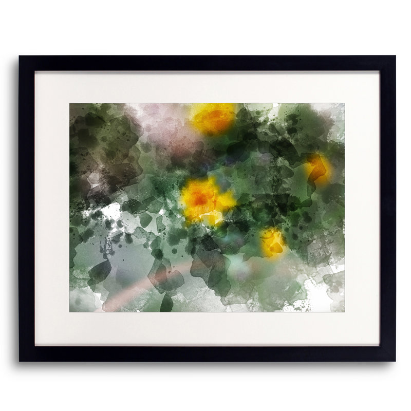 Abstrait 3937 par Chamira Young - Peinture, Papier avec cadre noir, H 17,25 po x l 21,25 po