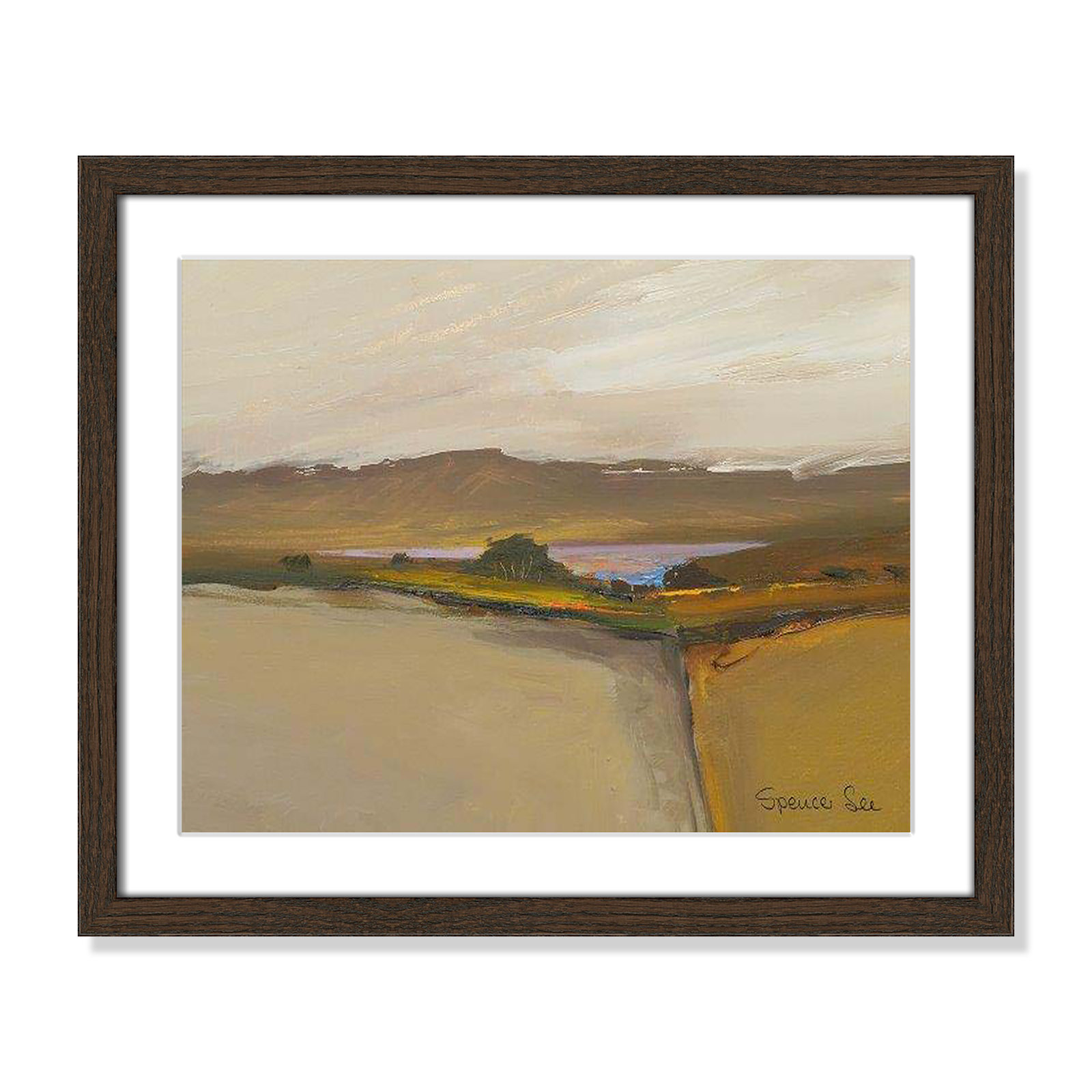 Heaven and Earth IV Print, 16" H x 19" W x 0.75" D, Walnut Framed