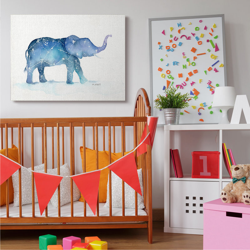 Éléphant mars avec constellation de ciel nocturne abstrait, Toile tendue, H 36 po x l 48 po x P 1,5 po