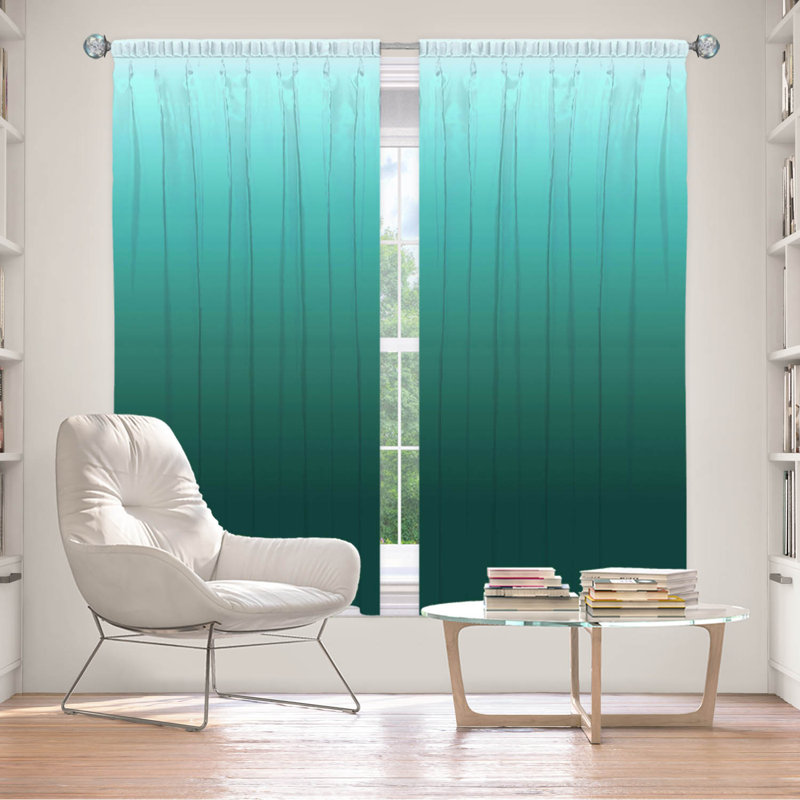 Vandela Room Darkening Curtain Pair, 40" W x 82" L, Blue/Aqua/Gray