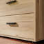 Rajish Modern wardrobe with 3 doors, 4 drawers, mirror, clothing rail and shelves, engineered wood, warm oak decor/beige, 144.4 cm W x 200.1 cm H x 52.7 cm D