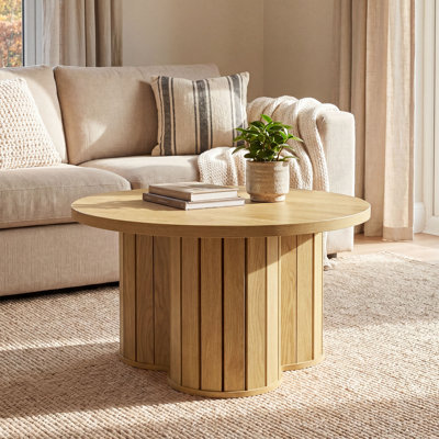 Table basse ronde en bois 31,5 po pour le salon