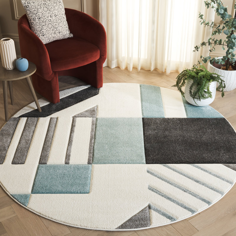 Jeromie Performance Geometric Rug, Round 6'7"