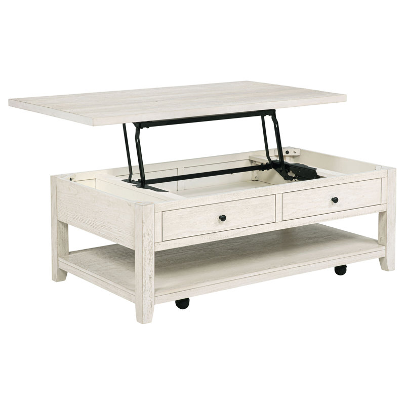 Table basse à plateau relevable mobile de 48 po Payne - blanc vieilli, Blanc