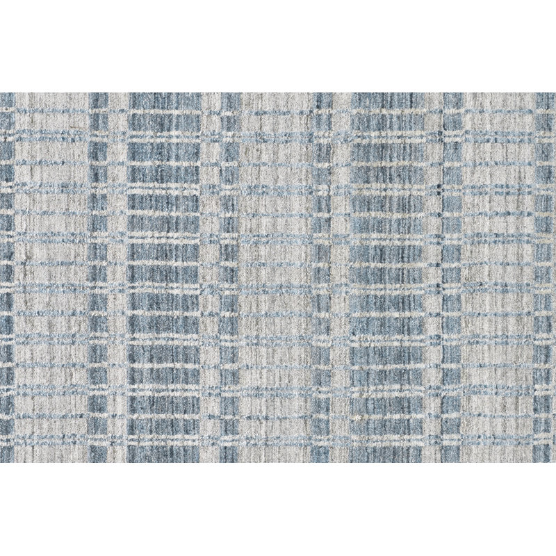 Tapis bleu denim tissé à la main Tommen, Rectangle de 10 pi x 14 pi