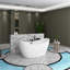 59 po X 30,7 po Baignoire de trempage autoportante en acrylique avec drain central en blanc brillant / chrome poli