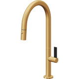 Pull-Down Kitchen Faucet With Button Sprayer - High Arc Spout
