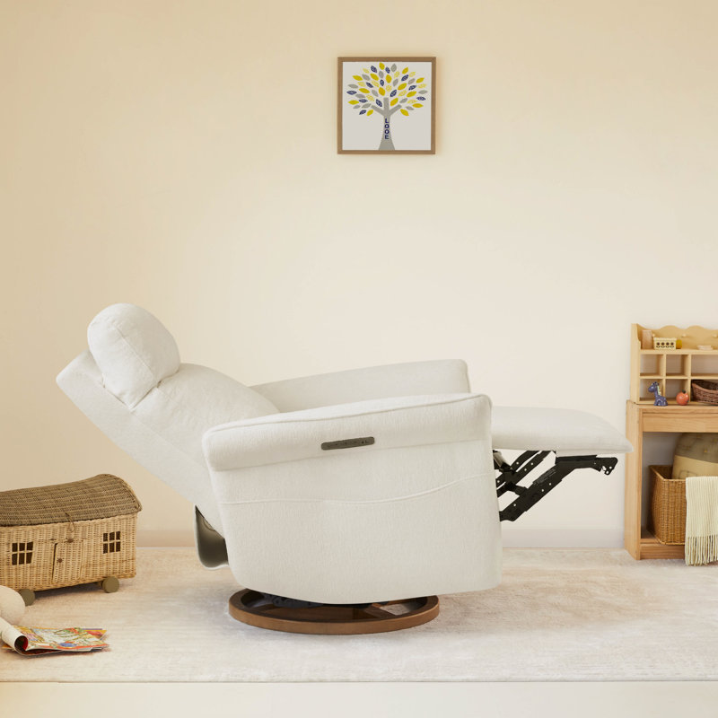 Fauteuil inclinable électrique pivotant à trois moteurs avec appui-tête et soutien lombaire électrique, Polyester crème