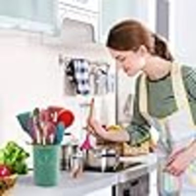 Kitchen Utensils Set Of 12, Silicone Cooking Utensils With Non-Slip Wooden Handle And Organizer Bucket, 446°F Heat Resistant Cookware Utensils Set