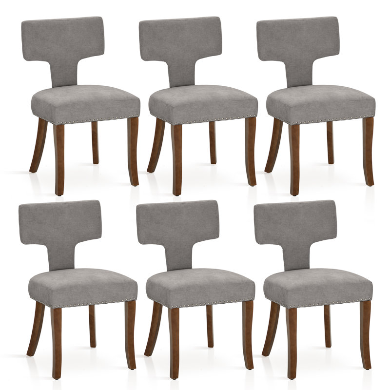 Dinning Chairs In Mordern Life With Linen Upholstered, Gray, 6