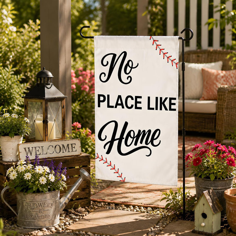 Baseball Party Favors - Drapeau de jardin de baseball | Drapeau à double face No Place Like Home | Articles de décoration de fête à thème pour le jardin