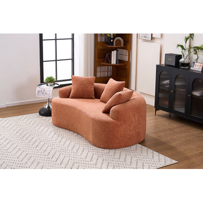 Causeuse à compression, canapé courbé de style moderne avec 3 coussins décoratifs