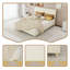 Structure de lit plateforme tapissier avec tête de lit, structure de lit plateforme à profil bas avec support en lattes de bois, aucun sommier nécessaire, beige, grand-1040869946