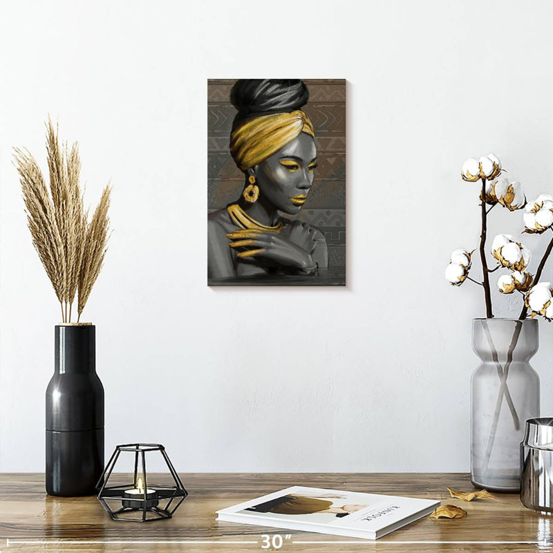 Leisha, beauté tribale dorée, H 12 po x l 8 po