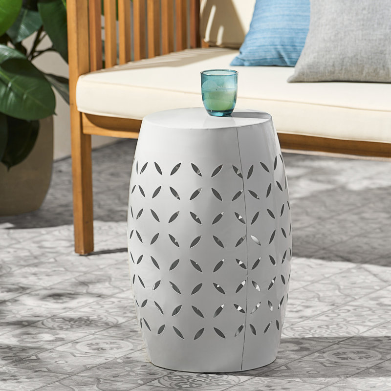 Table d'appoint décorative, table de bout de conception cylindrique, table d'appoint basse, Blanc