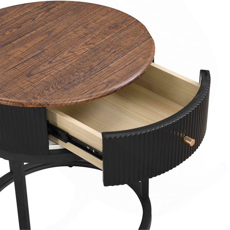 Table de chevet ronde avec tiroir