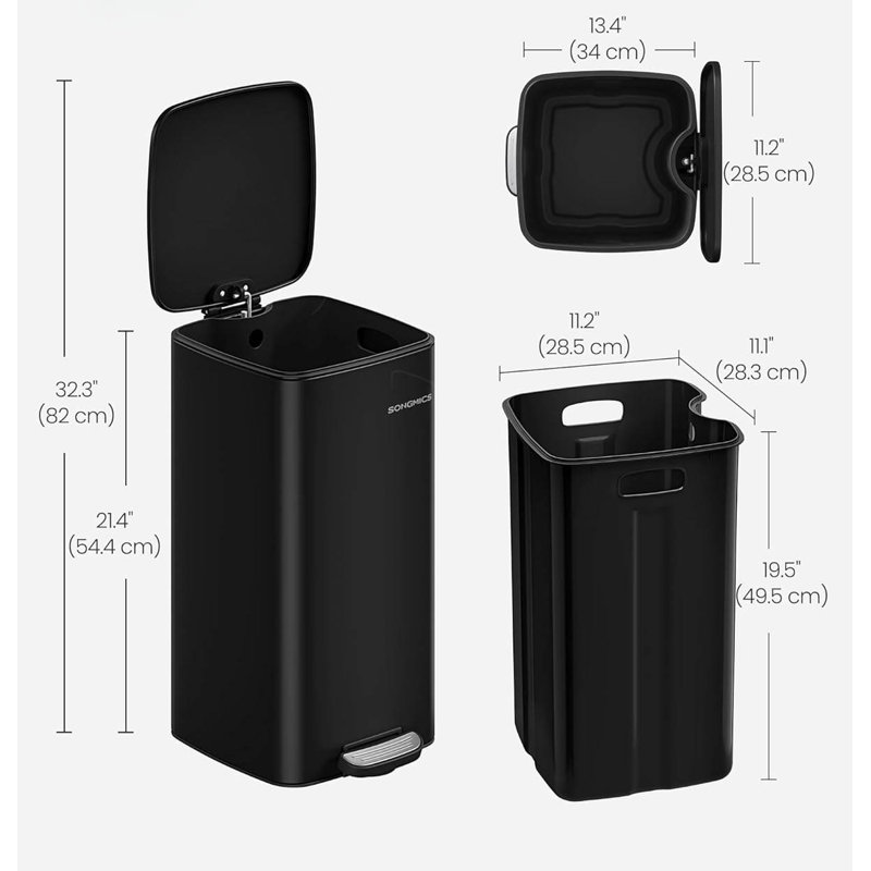 Step On Kitchen Trash Can - 30L, Ink Black